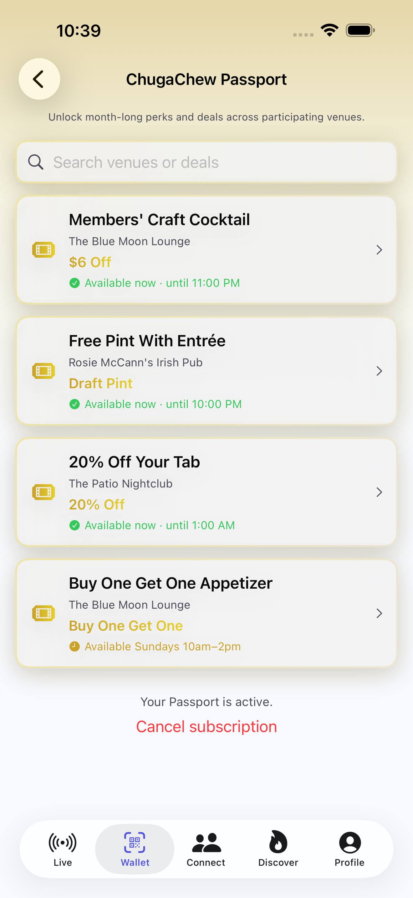 Chugachew Passport members-only deals list